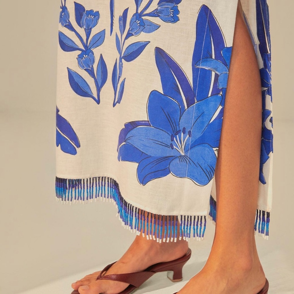 FARM Rio Blue and White Midi Dress - Picture 4 of 11